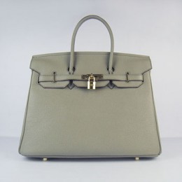 Hermes Birkin 35Cm Togo Leather Handbags Dark Grey Gold